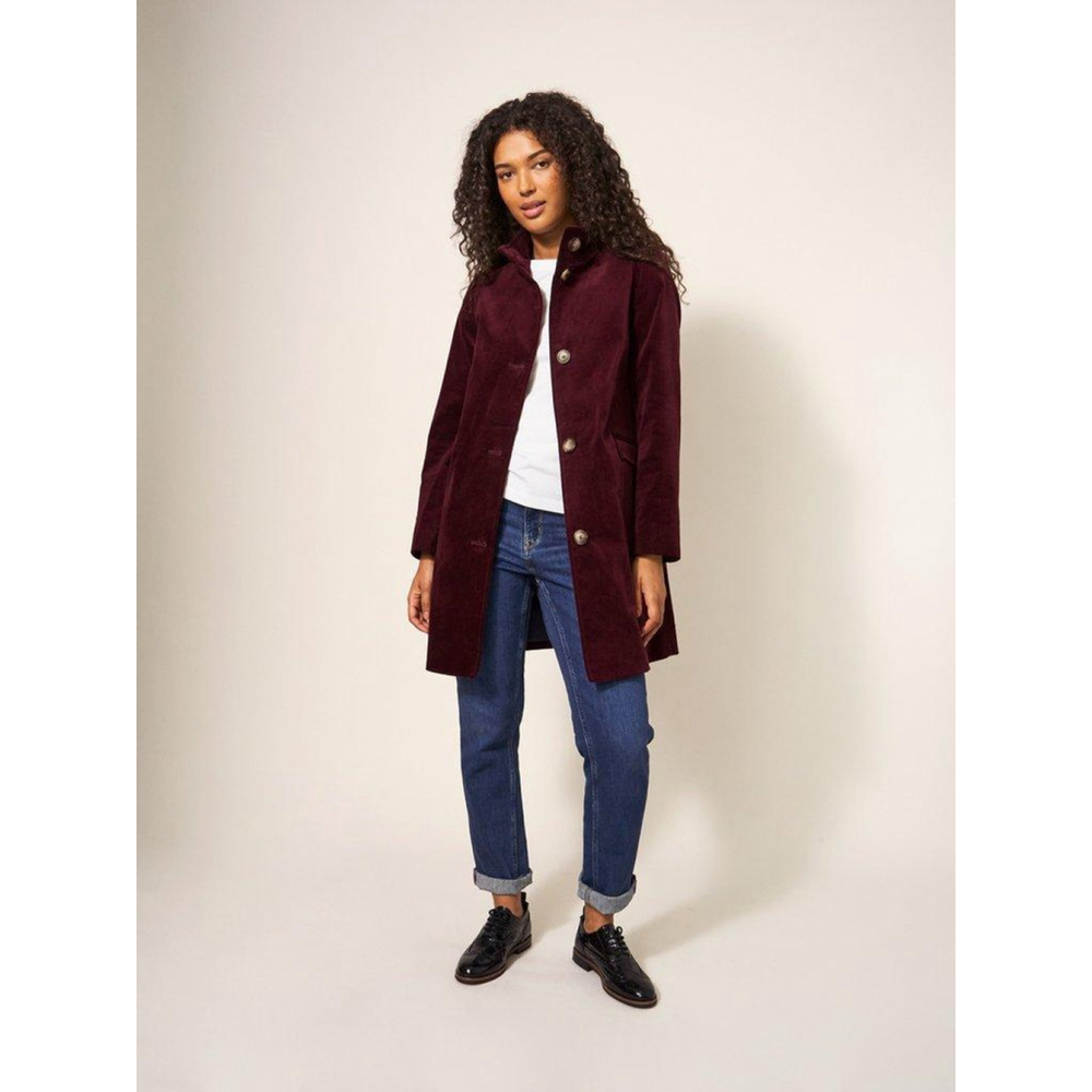 White Stuff NWT Burgundy Velvet Coat Size 16R